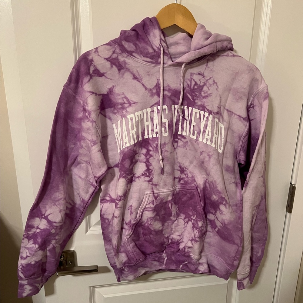 New Martha’s Vineyard hoodie on purple and white tie dye design